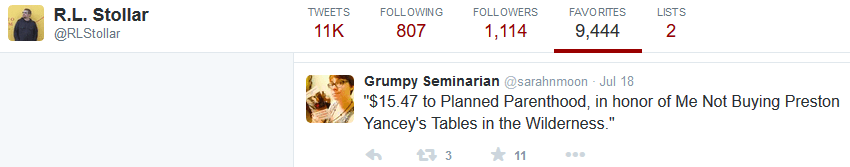 RL Stollar -fav donation to Planned Parenthood