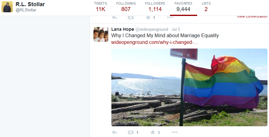 RL Stollar -fav LGBT marriage -with flag